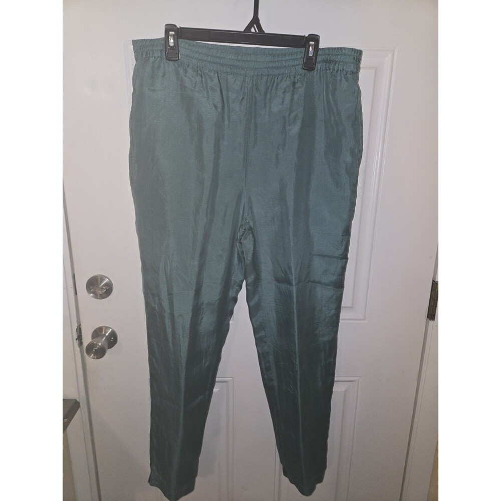 ABVIEN VTG 80s 90s  Turquoise 100% Silk Pants Shiny Lounge Sz. Small